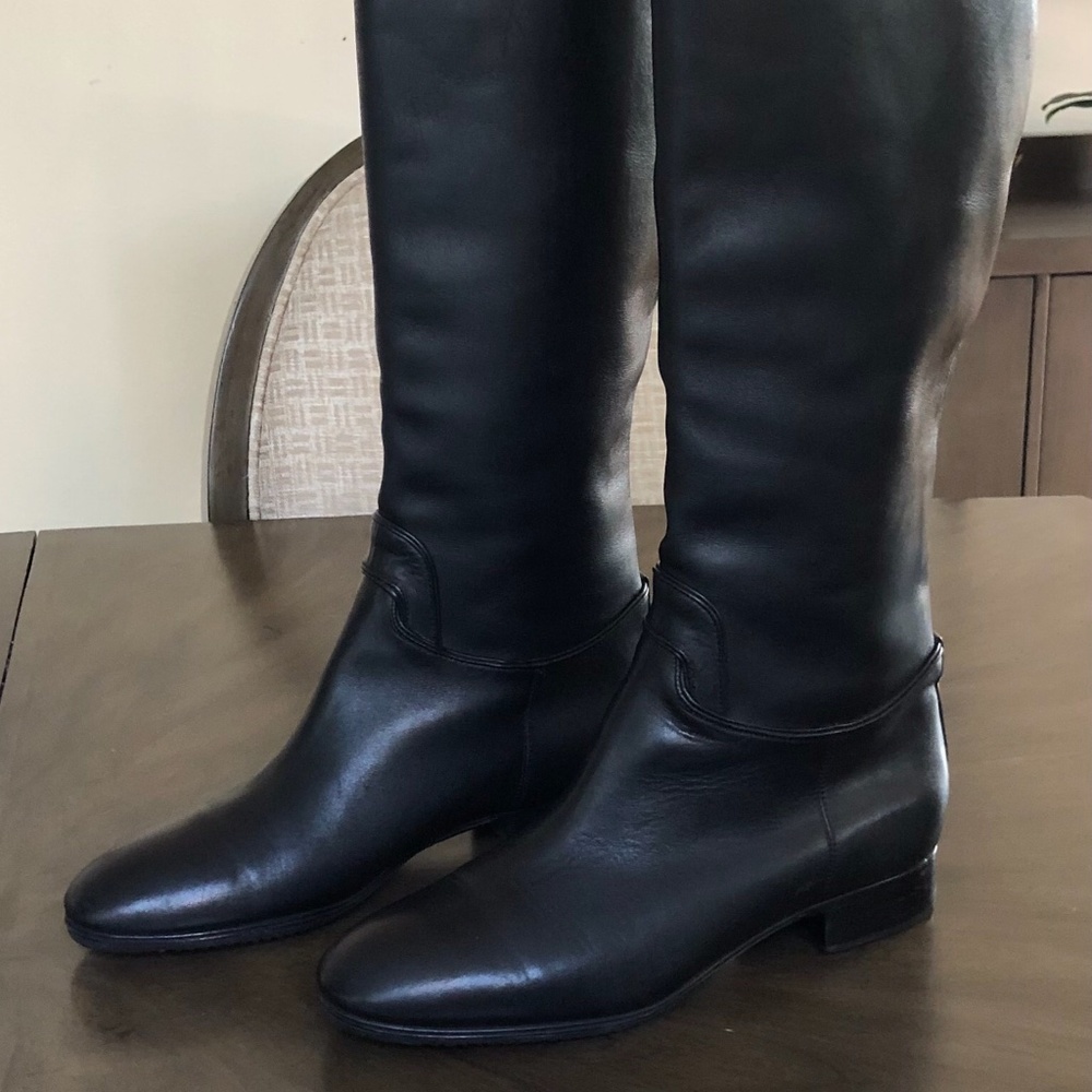 Bottega Veneta Black Leather Riding Boots size 9.5